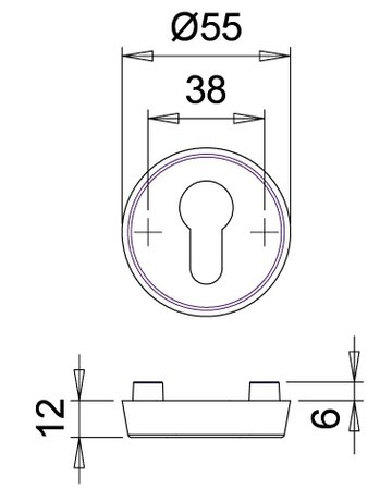 Schutzrosetten-Satz 6633 rd,12mm,ES0/PZ,F1 eloxiert ,TS65-68 - edi - 2