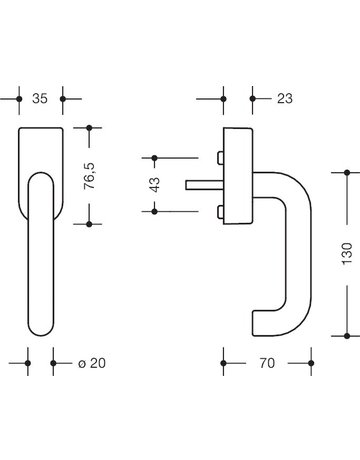 Fenstergriff 111FGA.1 abschließbar Druckzylinder,oval.,7/30,gl.,reinweiß - Hewi - 3