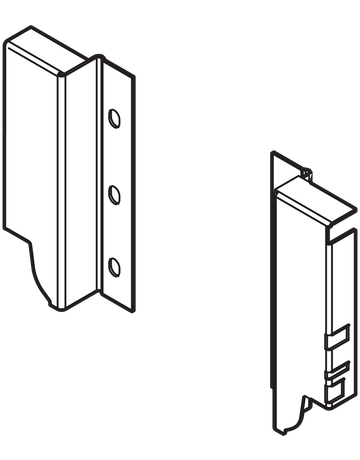 TANDEMBOX Holzrückwandhalter, Höhe K (128,5 mm), links/rechts, R9006 weissalumin. - Blum - 2