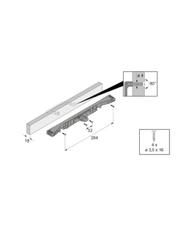 Blendenanbindung ohne Zapfen, 380 / 392, schwarz - Hettich - 2