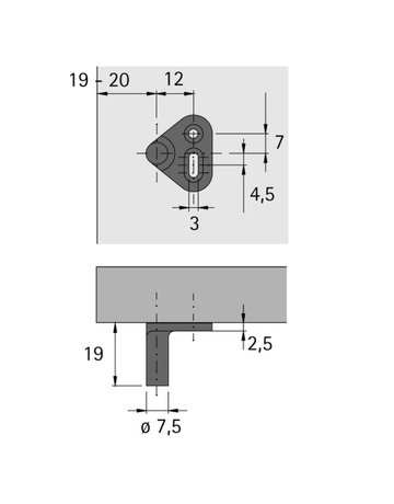 Zylinderdrehstangenschloss Prestige 2000 Z23, ø18mm, Zum Einpressen, 15 mm, 20 mm - Hettich - 2