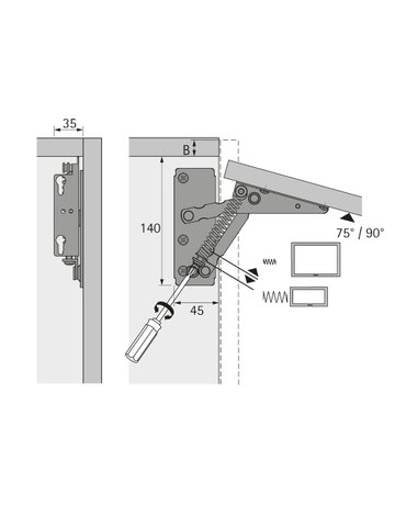 Lift, 80 - 220 N, 4.6 kg, 90° - Hettich - 3