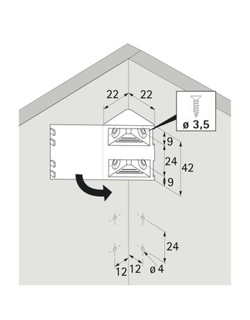 Universal-Eckverbinder, weiß - Hettich - 2