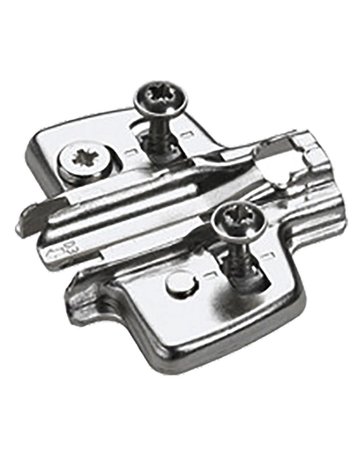Kreuzmontageplatte mit Direkt-Höhenverstellung, vernickelt, Lochreihe 37 x 32 mm, mit Spreizmuffen (für Bohrung ø 5 x 12 mm), Distanz 0.0 mm - Hettich