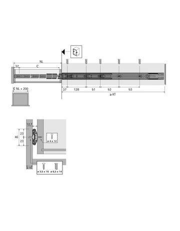 Kugelauszug KA 4532 Silent System, 12,7 mm Einbaubreite, 450 - Hettich - 3