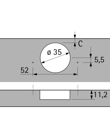 Möbel-Topfscharnier,65°,Kröpf.-5mm Intermat 9930,45036,vorlieg.,vernickelt - Hettich - 2