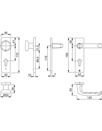 Wechsel-Kurzschildgarnitur London 54/227K/202KP/AP/113 PZ 8/72 mm Alu F1 - HOPPE - 2