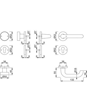 HOPPE® Wechselgarnitur mit Rosetten Paris 58/42KV/42KVS/138L, Aluminium - HOPPE - 3