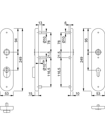 Schutz-Langschild E3332ZA/3310 oval,ES1,ZA/PZ - HOPPE - 2