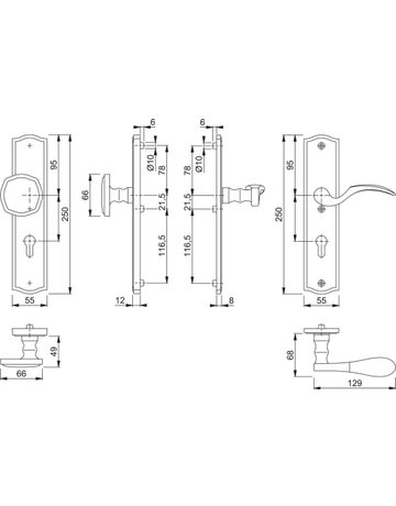 HOPPE® Schutz-Wechselgarnitur mit Langschild Meran M57/371A/370/112SH, 8/72 mm, Messing - HOPPE - 2