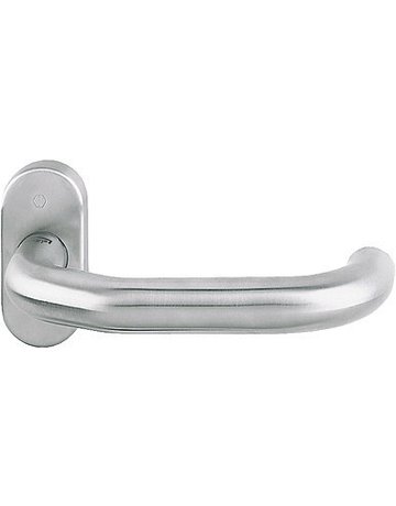 HOPPE Halbgarnitur Paris E138GF/55, ohne Schlüsselrosette, Vierkant 8mm, DIN Links-Rechts, Befestigungstechnik ohne Stütznocken, grau, edelstahl matt-SecuSan - 1