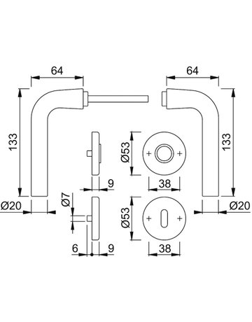 Garnitur Rosette F1 150/42KV/42KVS, 8, OB - HOPPE - 2