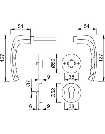 HOPPE® Drückergarnitur mit Rosetten New York 1810/42KV/42KVS, Aluminium - HOPPE - 2