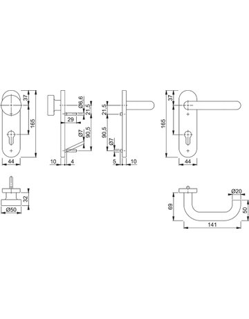 FS-WE-Grt-Schild F69 FS-E58/353KH/138,9, PZ, 72 - HOPPE - 2