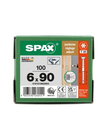 SPAX, Justierschraube, Flachkopf, T-Star, Teilgewinde, 4Cut, gehärtet, gleitbeschichtet - SPAX - 6