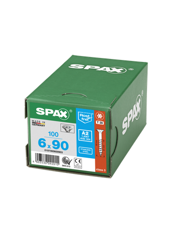 SPAX, Universalschraube, Senkkopf, T-STAR plus, 4CUT, TG, Edelstahl A2 - SPAX - 6