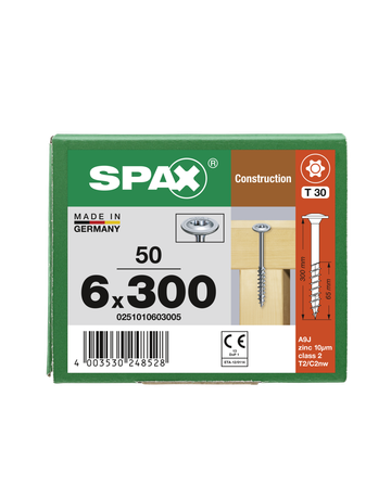 SPAX, Holzbauschraube HI.FORCE  6 mm, Tellerkopf, T-STAR plus, 4CUT, Teilgewinde, WIROX - SPAX - 7