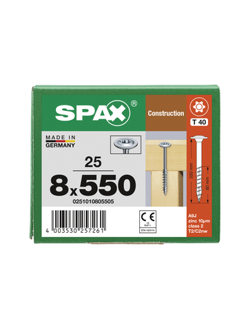 SPAX, Holzbauschraube HI.FORCE  8 mm, Tellerkopf, T-STAR plus, 4CUT, Teillgewinde, WIROX - SPAX - 7