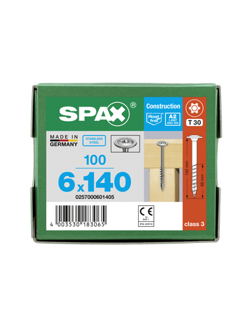 SPAX, Holzbauschraube HI.FORCE  6 mm, Tellerkopf, T-STAR plus, 4CUT, Teilgewinde, Edelstahl A2 - SPAX - 7