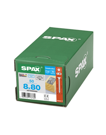 SPAX, Holzbauschraube HI.FORCE  8 mm, Tellerkopf, T-STAR plus, 4CUT, Vollgewinde, Edelstahl A2 - SPAX - 4
