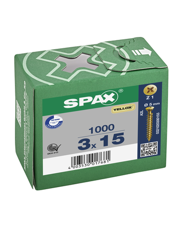 SPAX, Universalschraube, kleiner Senkkopf, Kreuzschlitz Z, VG, verzinkt gelb passiviert - SPAX - 4