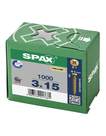 SPAX, Universalschraube, kleiner Senkkopf, Kreuzschlitz Z, VG, verzinkt gelb passiviert - SPAX - 5