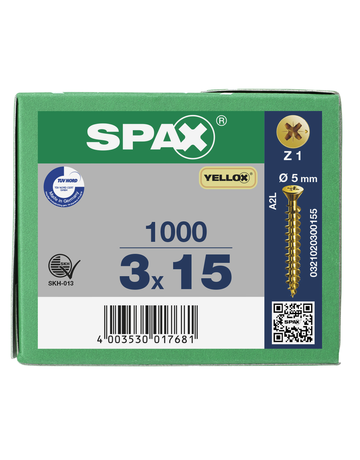 SPAX, Universalschraube, kleiner Senkkopf, Kreuzschlitz Z, VG, verzinkt gelb passiviert - SPAX - 6