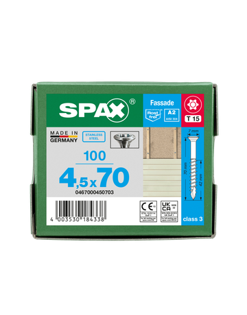 SPAX, Fassadenschraube, kleiner Linsensenkkopf, T-STAR plus, CUT, TG, Edelstahl A2 - SPAX - 3