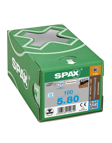 SPAX, Terrassenschraube, Zylinderkopf, T-STAR plus, CUT, Fixiergewinde, Edelstahl A2 - SPAX - 4