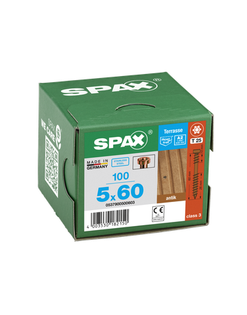 SPAX, Terrassenschraube, Zylinderkopf, T-STAR plus, CUT, Fixiergewinde, Edelstahl A2, antik - SPAX - 4