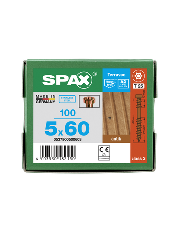 SPAX, Terrassenschraube, Zylinderkopf, T-STAR plus, CUT, Fixiergewinde, Edelstahl A2, antik - SPAX - 6