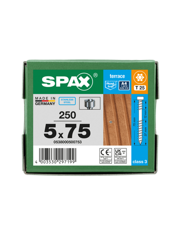 Terrasse A4 Zylinderk. T-STAR PLUS T25 Fixiergw. CUT 5 x 45 mm - SPAX - 6