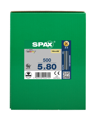 SPAX, Universalschraube, magaziniert, Senkkopf, Kreuzschlitz Z, 4CUT, VG, YELLOX - SPAX - 7