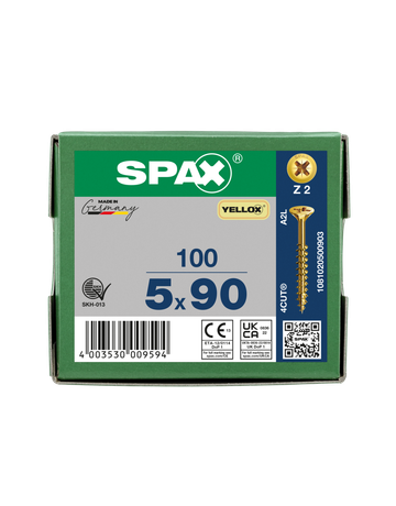 SPAX, Universalschraube, Senkkopf, Kreuzschlitz Z, 4CUT, TG, verzinkt gelb passiviert - SPAX - 7