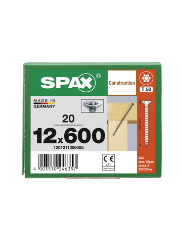 SPAX, Holzbauschraube 12 mm, Senkkopf, T-STAR plus, Fräsrippen,  CUT-Spitze, Vollgewinde, WIROX - SPAX - 7