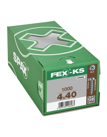 SPAX, FEX-KS, Beschlagschraube, Senkkopf, Kreuzschlitz H, Bohrspitze, VG, WIROX - SPAX - 1