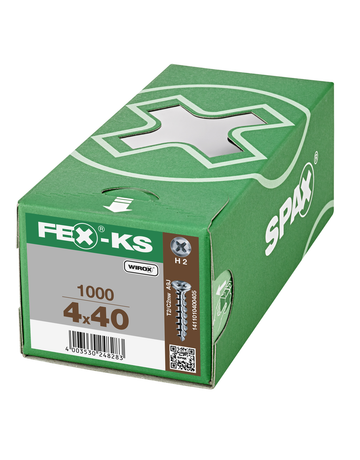 SPAX, FEX-KS, Beschlagschraube, Senkkopf, Kreuzschlitz H, Bohrspitze, VG, WIROX - SPAX - 2