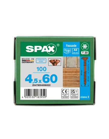SPAX, Fassadenschraube, Linsensenkkopf, T-STAR plus, 4CUT, Fixiergew., Edelstahl A2, antik - SPAX - 6
