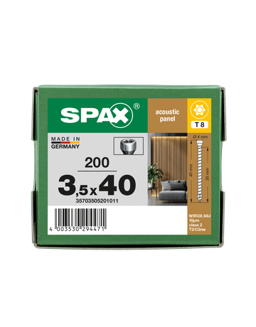 Für Akustikverkl KL. Kopf T-STAR PLUS T8 VGW 4-CUT- Spitze WIROX 3,5 x 40 mm - SPAX - 5