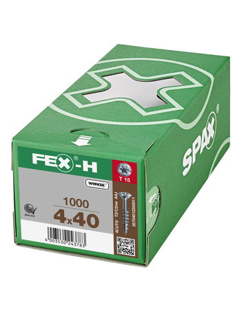 SPAX, FEX-H, Beschlagschraube, Senkkopf, T-Star plus, 4CUT-Spitze, Teilgewinde, WIROX - SPAX - 5