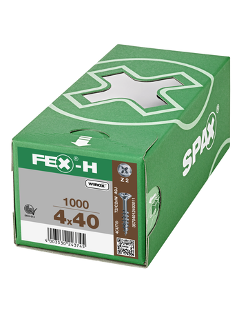 SPAX, FEX-H, Beschlagschraube, Senkkopf, Kreuzschlitz Z, 4CUT-Spitze, Teilgewinde, WIROX - SPAX - 6