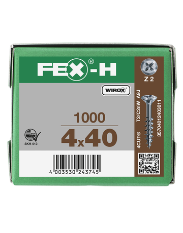 SPAX, FEX-H, Beschlagschraube, Senkkopf, Kreuzschlitz Z, 4CUT-Spitze, Teilgewinde, WIROX - SPAX - 7