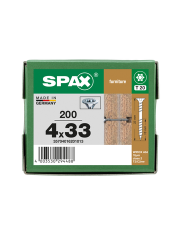 Senkmultikopf T-STAR PLUS T20 Fixiergw. WIROX 4 x 33 mm - SPAX - 4