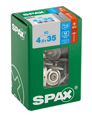 SPAX Spenglerschraube Linsensenkkopf, T-STAR mit 15 mm Dichtschreibe, EdelstahA2 - SPAX - 3