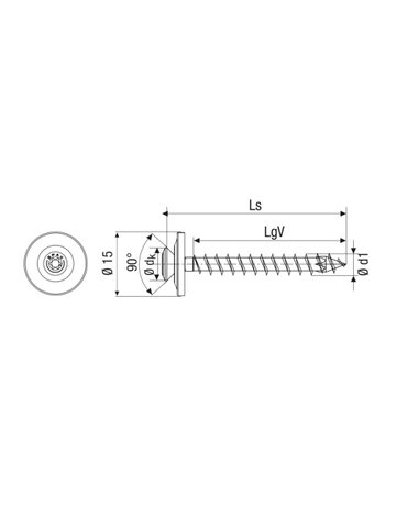 SPAX Spenglerschraube Linsensenkkopf, T-STAR mit 15 mm Dichtschreibe, EdelstahA2 - SPAX - 8