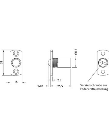 Glastür Kugelschnäpper für Standflügel oben, Edelstahlfarben - Topform - 2
