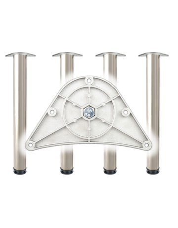 Tischbein Set Ø 80 x 870-890 mm Edelstahl Effekt, Befestigung -Platte rund - Topform