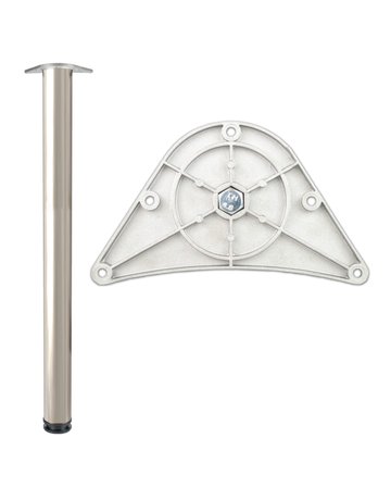 Tischbein Stück Ø 80 x 1100-1120 mm Edelstahl Effekt, Befestigung -Platte rund - Topform