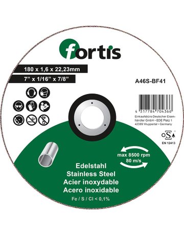 Trennscheibe Edelstahl 180 x 1,6 mm gerade - fortis