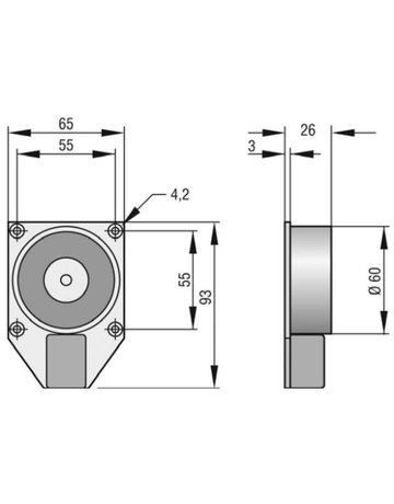 Türhaftmagnet Wandmontage THM 425/DC, L26mm, schwarz, silber - Hekatron - 2